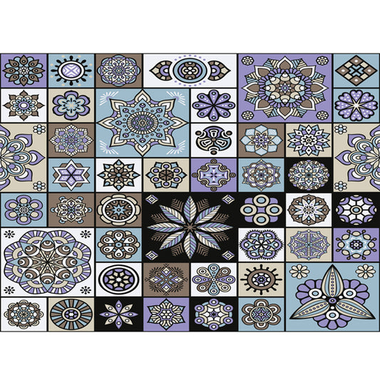 Bohemian Mosaic Tile Print Rug Multicolored Polypropylene Rug Stain Resistant Washable Non-Slip Backing Rug for Home Decoration Purple-Black Clearhalo 'Area Rug' 'Bohemian' 'Rugs' Rug' 2170246