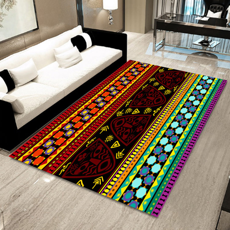 Bohemian Mosaic Tile Print Rug Multicolored Polypropylene Rug Stain Resistant Washable Non-Slip Backing Rug for Home Decoration Black-Yellow Clearhalo 'Area Rug' 'Bohemian' 'Rugs' Rug' 2170248