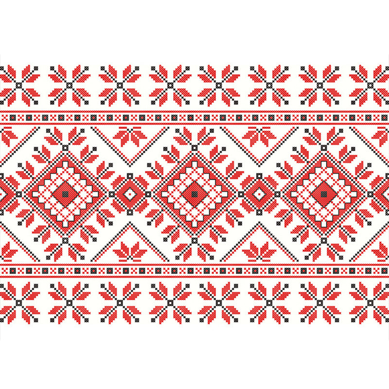 Bohemian Mosaic Tile Print Rug Multicolored Polypropylene Rug Stain Resistant Washable Non-Slip Backing Rug for Home Decoration Red Clearhalo 'Area Rug' 'Bohemian' 'Rugs' Rug' 2170249