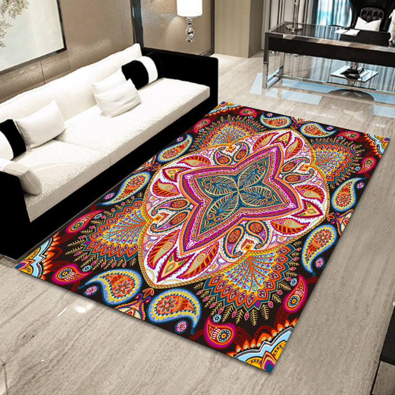 Bohemian Mosaic Tile Print Rug Multicolored Polypropylene Rug Stain Resistant Washable Non-Slip Backing Rug for Home Decoration Rose Red Clearhalo 'Area Rug' 'Bohemian' 'Rugs' Rug' 2170250