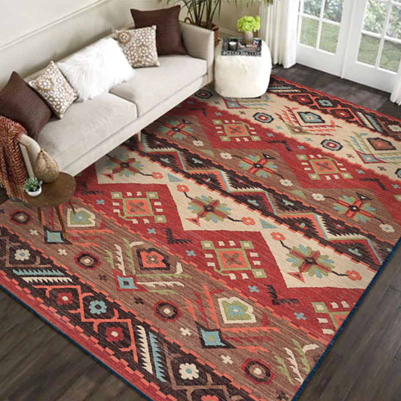 Nostalgia Multicolor Patterned Rug Polyester Bohemia Rug Anti-Slip Backing Stain Resistant Washable Carpet for Home Decor Clearhalo 'Area Rug' 'Bohemian' 'Rugs' Rug' 2170256
