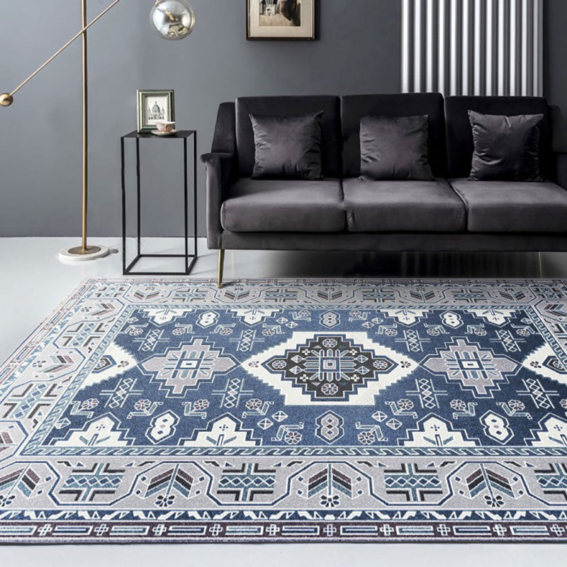 Nostalgia Multicolor Patterned Rug Polyester Bohemia Rug Anti-Slip Backing Stain Resistant Washable Carpet for Home Decor Royal Blue Clearhalo 'Area Rug' 'Bohemian' 'Rugs' Rug' 2170257