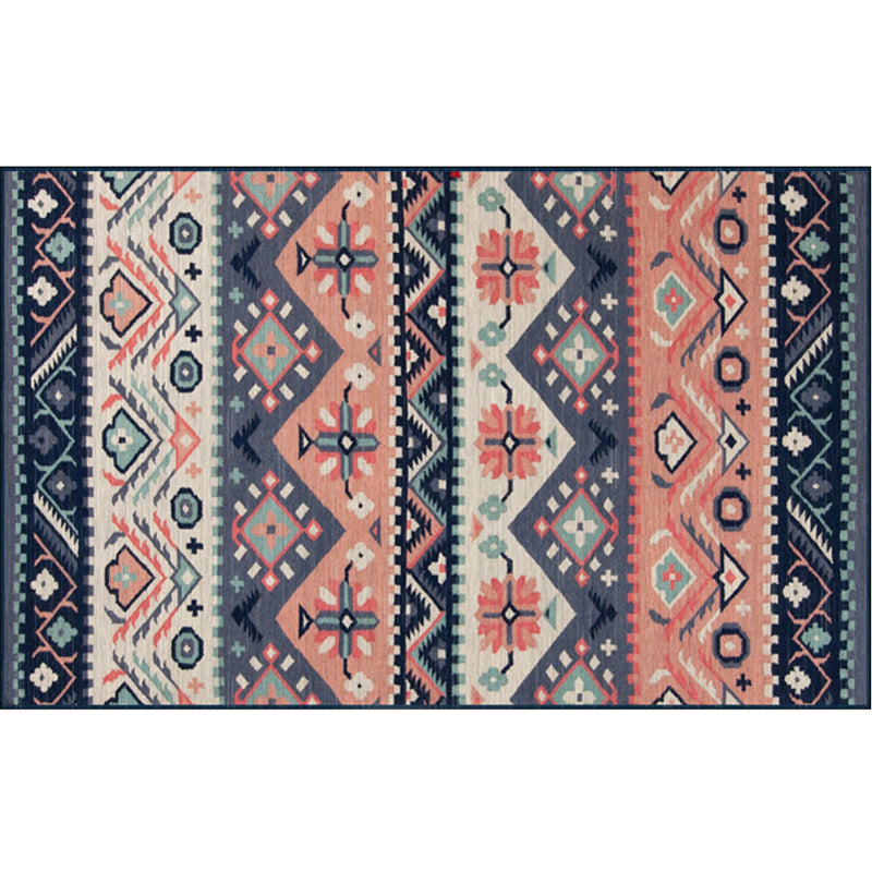 Nostalgia Multicolor Patterned Rug Polyester Bohemia Rug Anti-Slip Backing Stain Resistant Washable Carpet for Home Decor Blue-Pink Clearhalo 'Area Rug' 'Bohemian' 'Rugs' Rug' 2170266