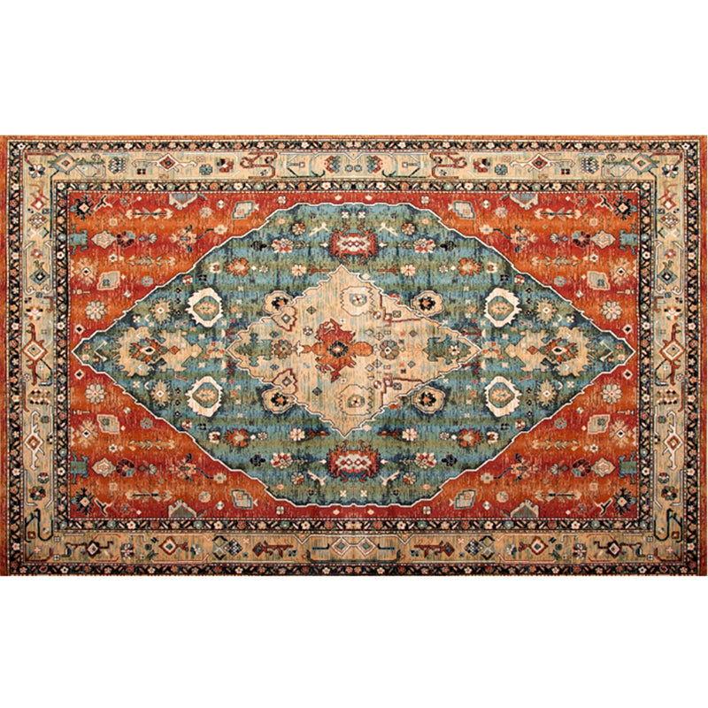 Nostalgia Multicolor Patterned Rug Polyester Bohemia Rug Anti-Slip Backing Stain Resistant Washable Carpet for Home Decor Yellow-Green Clearhalo 'Area Rug' 'Bohemian' 'Rugs' Rug' 2170267