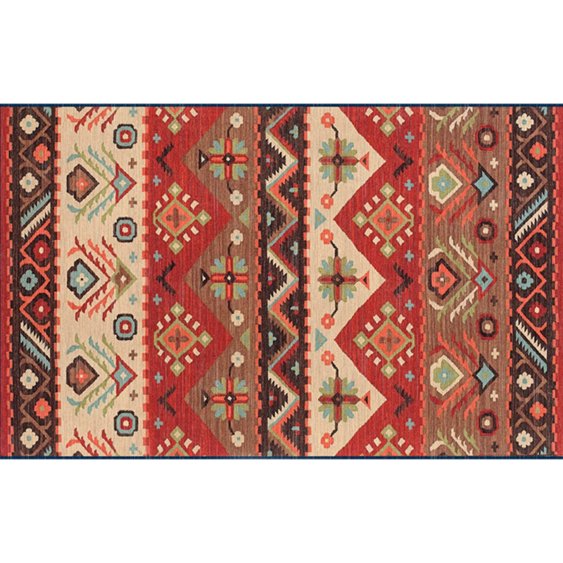 Nostalgia Multicolor Patterned Rug Polyester Bohemia Rug Anti-Slip Backing Stain Resistant Washable Carpet for Home Decor Red Clearhalo 'Area Rug' 'Bohemian' 'Rugs' Rug' 2170268