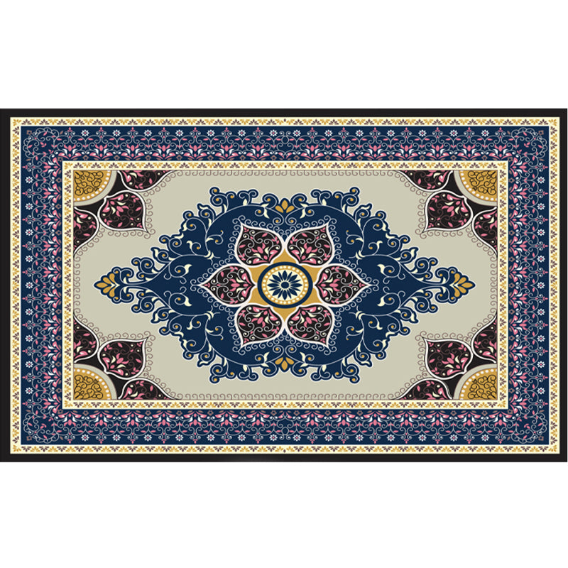 Nostalgia Multicolor Patterned Rug Polyester Bohemia Rug Anti-Slip Backing Stain Resistant Washable Carpet for Home Decor Blue-Yellow Clearhalo 'Area Rug' 'Bohemian' 'Rugs' Rug' 2170270