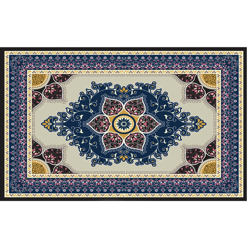 Nostalgia Multicolor Patterned Rug Polyester Bohemia Rug Anti-Slip Backing Stain Resistant Washable Carpet for Home Decor Blue-Yellow Clearhalo 'Area Rug' 'Bohemian' 'Rugs' Rug' 2170270