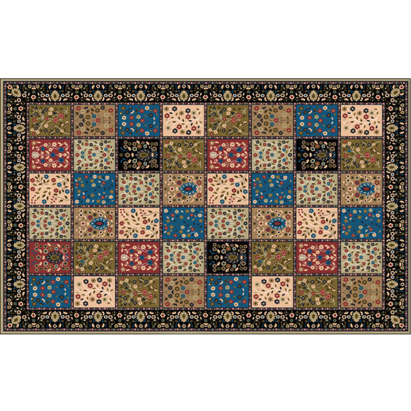 Nostalgia Multicolor Patterned Rug Polyester Bohemia Rug Anti-Slip Backing Stain Resistant Washable Carpet for Home Decor Blue-Brown Clearhalo 'Area Rug' 'Bohemian' 'Rugs' Rug' 2170272