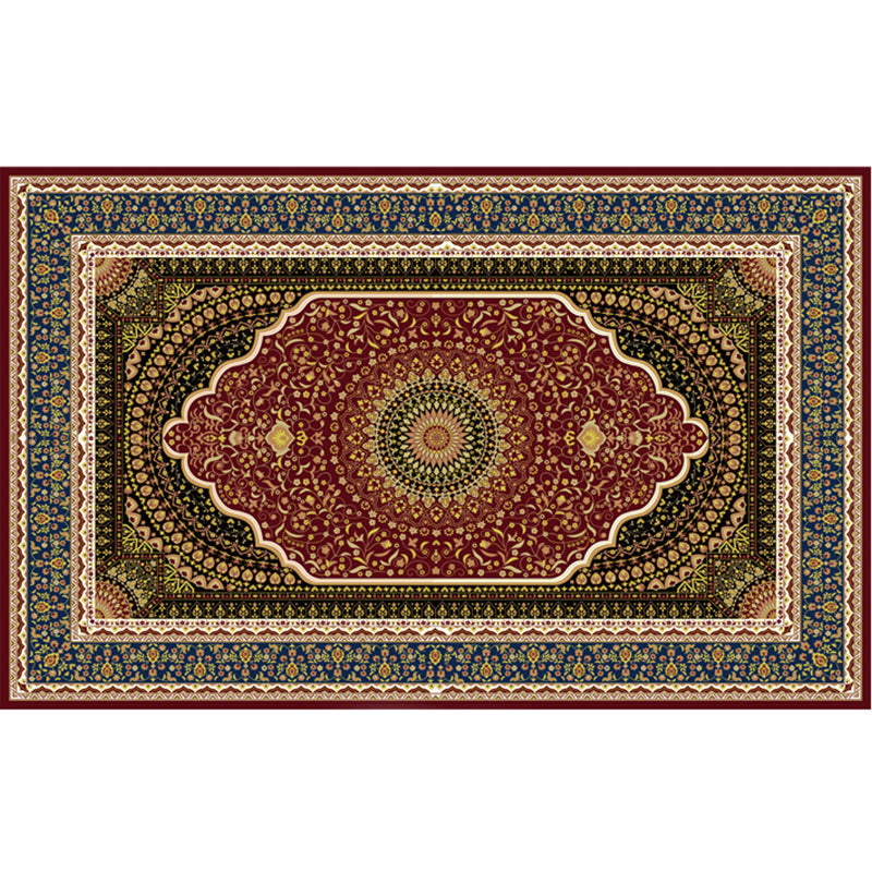 Nostalgia Multicolor Patterned Rug Polyester Bohemia Rug Anti-Slip Backing Stain Resistant Washable Carpet for Home Decor Dark Red Clearhalo 'Area Rug' 'Bohemian' 'Rugs' Rug' 2170273