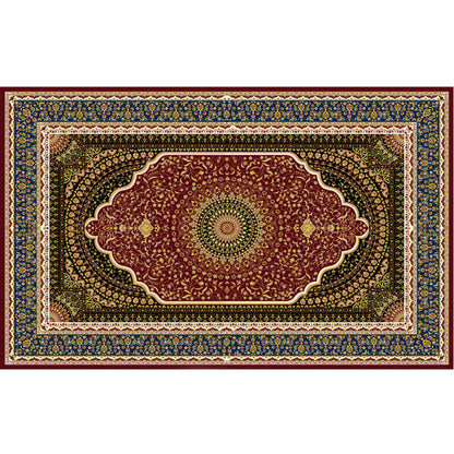 Nostalgia Multicolor Patterned Rug Polyester Bohemia Rug Anti-Slip Backing Stain Resistant Washable Carpet for Home Decor Dark Red Clearhalo 'Area Rug' 'Bohemian' 'Rugs' Rug' 2170273