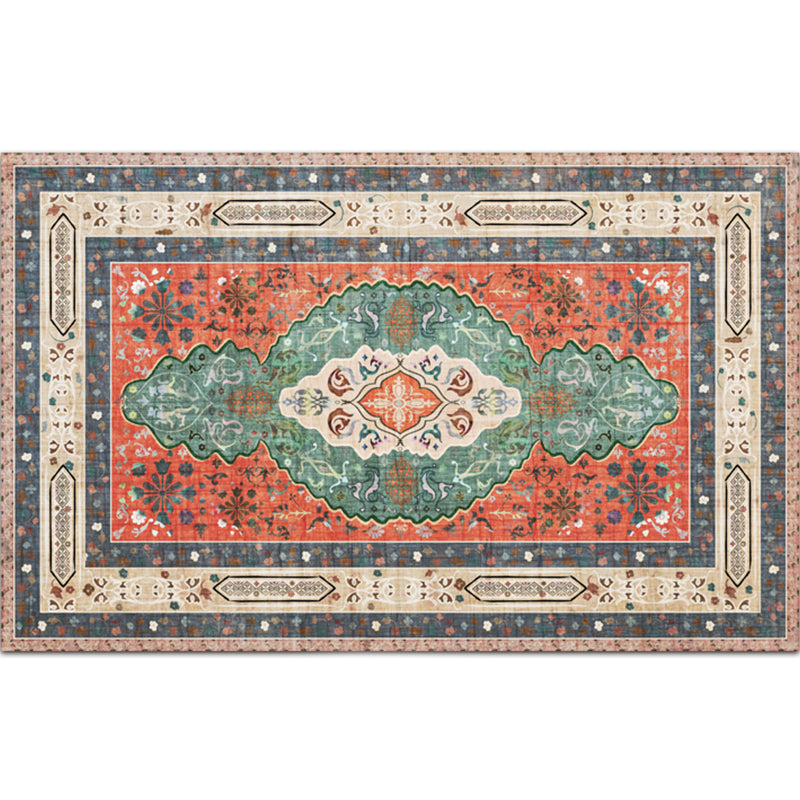Nostalgia Multicolor Patterned Rug Polyester Bohemia Rug Anti-Slip Backing Stain Resistant Washable Carpet for Home Decor Red-Green Clearhalo 'Area Rug' 'Bohemian' 'Rugs' Rug' 2170274