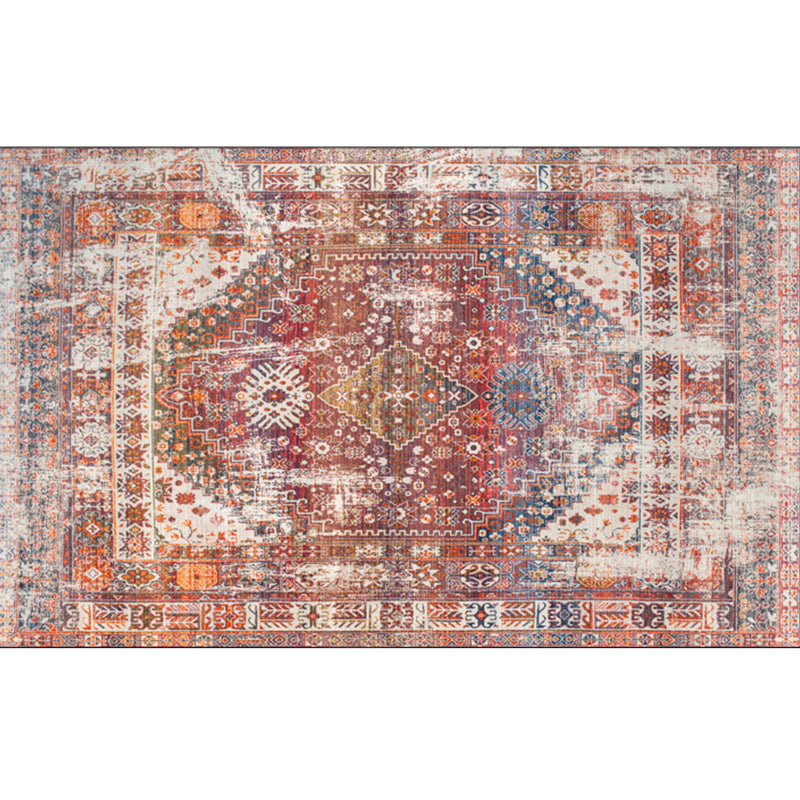 Nostalgia Multicolor Patterned Rug Polyester Bohemia Rug Anti-Slip Backing Stain Resistant Washable Carpet for Home Decor Red Brown Clearhalo 'Area Rug' 'Bohemian' 'Rugs' Rug' 2170276