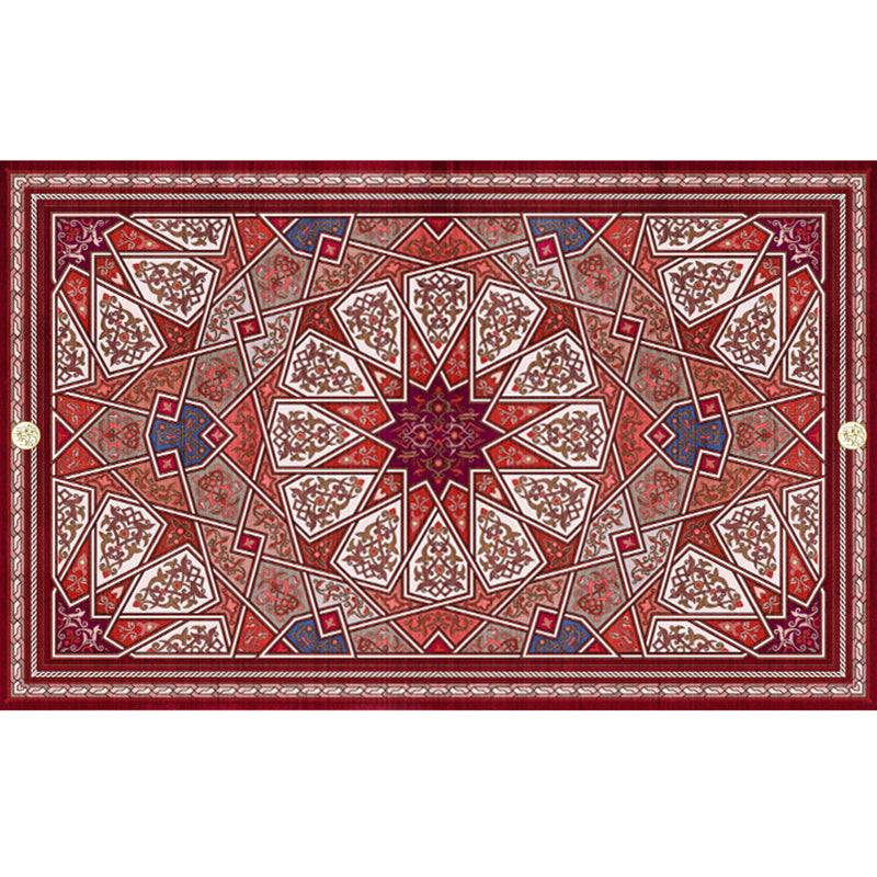 Nostalgia Multicolor Patterned Rug Polyester Bohemia Rug Anti-Slip Backing Stain Resistant Washable Carpet for Home Decor Brick Red Clearhalo 'Area Rug' 'Bohemian' 'Rugs' Rug' 2170277