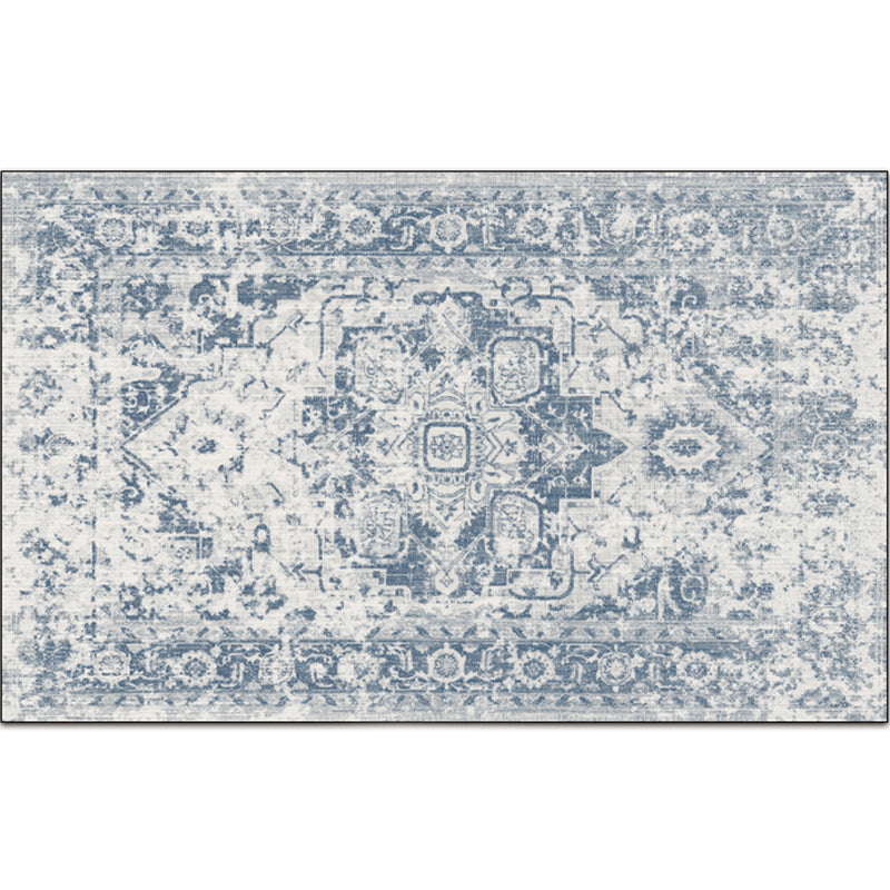 Nostalgia Multicolor Patterned Rug Polyester Bohemia Rug Anti-Slip Backing Stain Resistant Washable Carpet for Home Decor White-Blue Clearhalo 'Area Rug' 'Bohemian' 'Rugs' Rug' 2170282