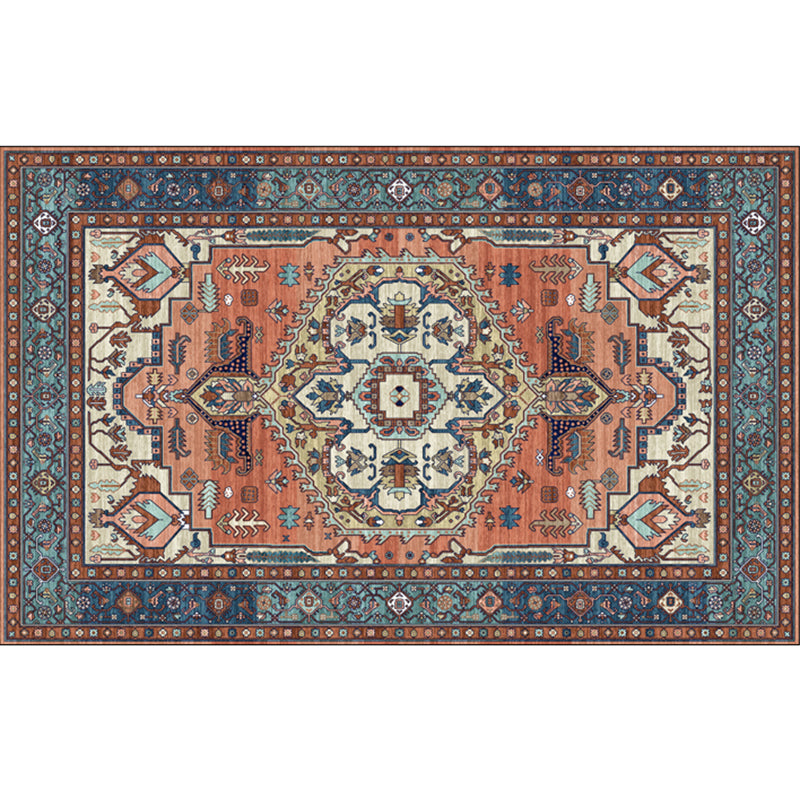 Nostalgia Multicolor Patterned Rug Polyester Bohemia Rug Anti-Slip Backing Stain Resistant Washable Carpet for Home Decor Pink-Yellow Clearhalo 'Area Rug' 'Bohemian' 'Rugs' Rug' 2170286