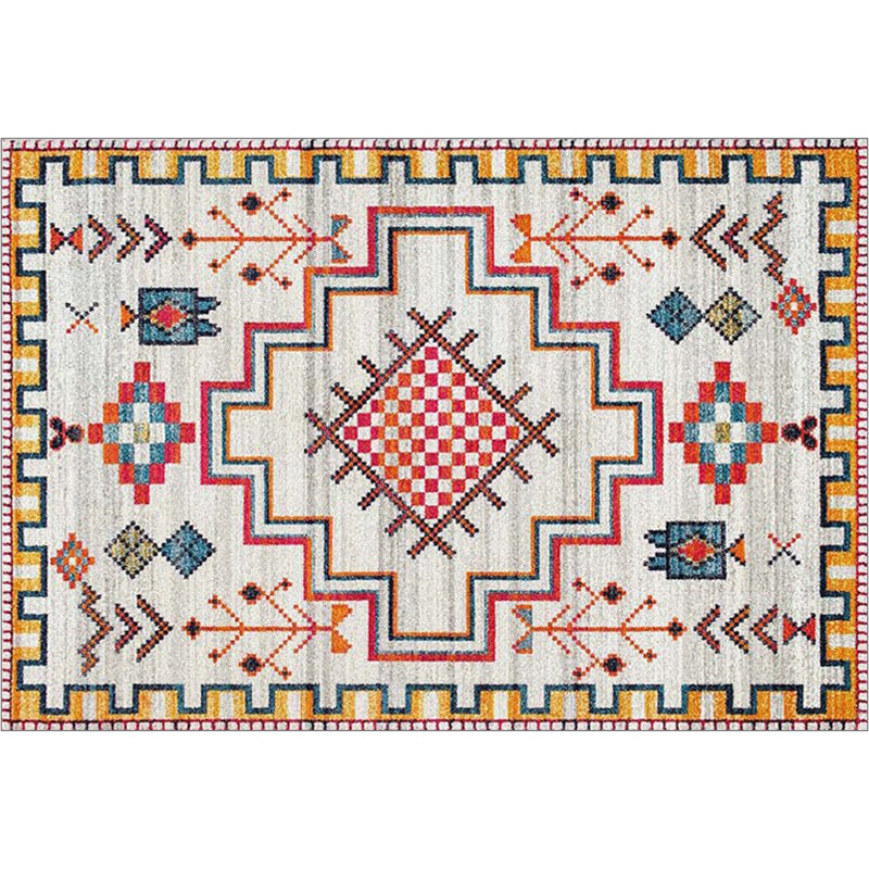 Nostalgia Multicolor Patterned Rug Polyester Bohemia Rug Anti-Slip Backing Stain Resistant Washable Carpet for Home Decor Light Gray Clearhalo 'Area Rug' 'Bohemian' 'Rugs' Rug' 2170288