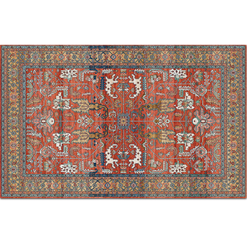 Nostalgia Multicolor Patterned Rug Polyester Bohemia Rug Anti-Slip Backing Stain Resistant Washable Carpet for Home Decor Red-Yellow Clearhalo 'Area Rug' 'Bohemian' 'Rugs' Rug' 2170291