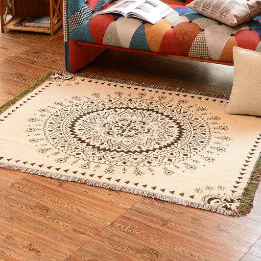 Ethnic Mandala Print Rug Black Bohemian Carpet Cotton Machine Wash Rug for Home Decoration Clearhalo 'Area Rug' 'Bohemian' 'Rugs' Rug' 2170327