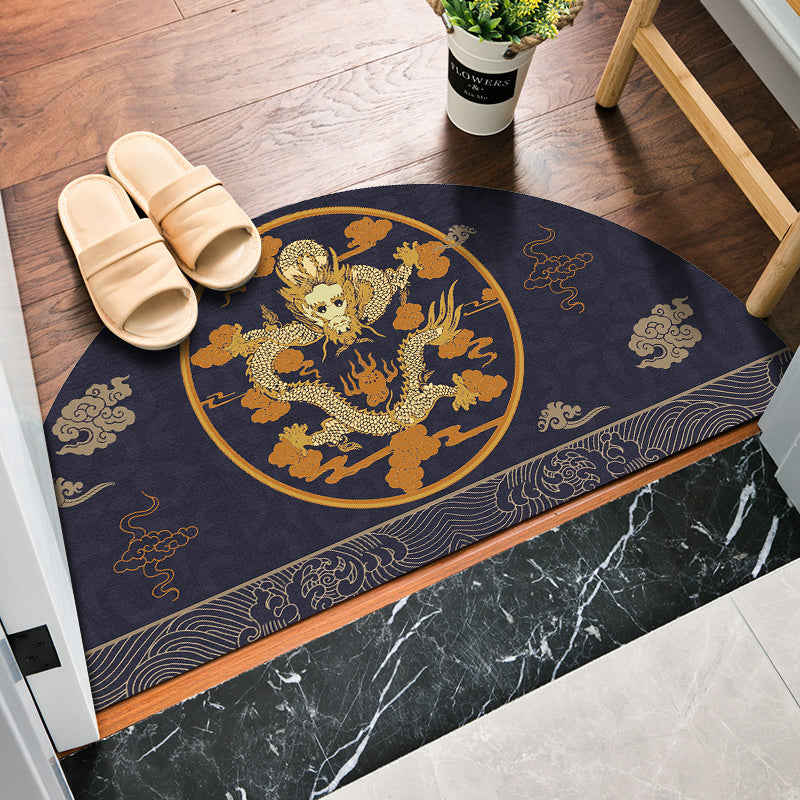Chinoiserie Patterned Rug Multi Colored Polypropylene Carpet Anti-Slip Backing Pet Friendly Stain Resistant Rug for Door Ocean Blue Clearhalo 'Area Rug' 'Rug' 2170337