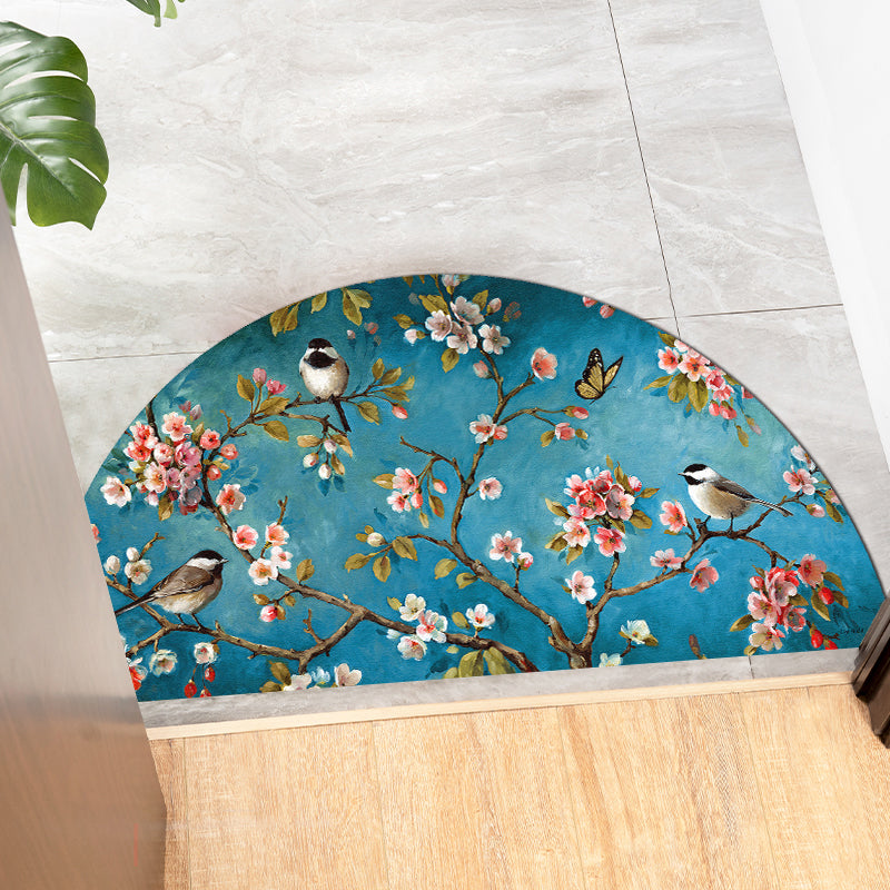 Chinoiserie Patterned Rug Multi Colored Polypropylene Carpet Anti-Slip Backing Pet Friendly Stain Resistant Rug for Door Blue Clearhalo 'Area Rug' 'Rug' 2170338