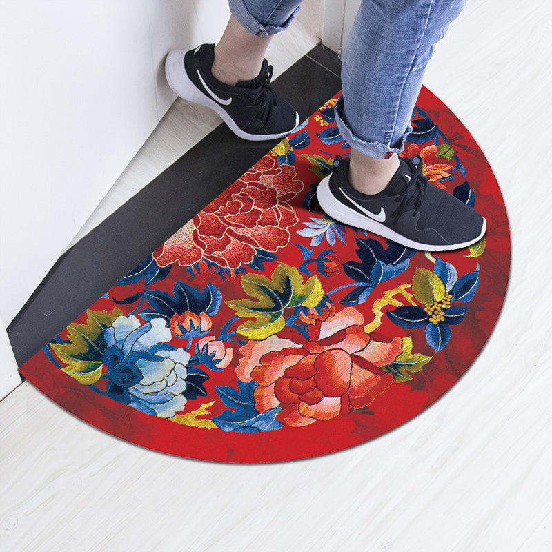 Chinoiserie Patterned Rug Multi Colored Polypropylene Carpet Anti-Slip Backing Pet Friendly Stain Resistant Rug for Door Watermelon Red Clearhalo 'Area Rug' 'Rug' 2170345