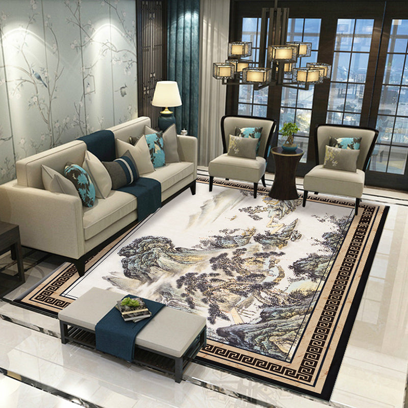 Glamour Drawing Print Rug Multicolor Chinoiserie Carpet Synthetics Pet Friendly Non-Slip Backing Washable Rug for Home Black Clearhalo 'Area Rug' 'Rug' 2170357