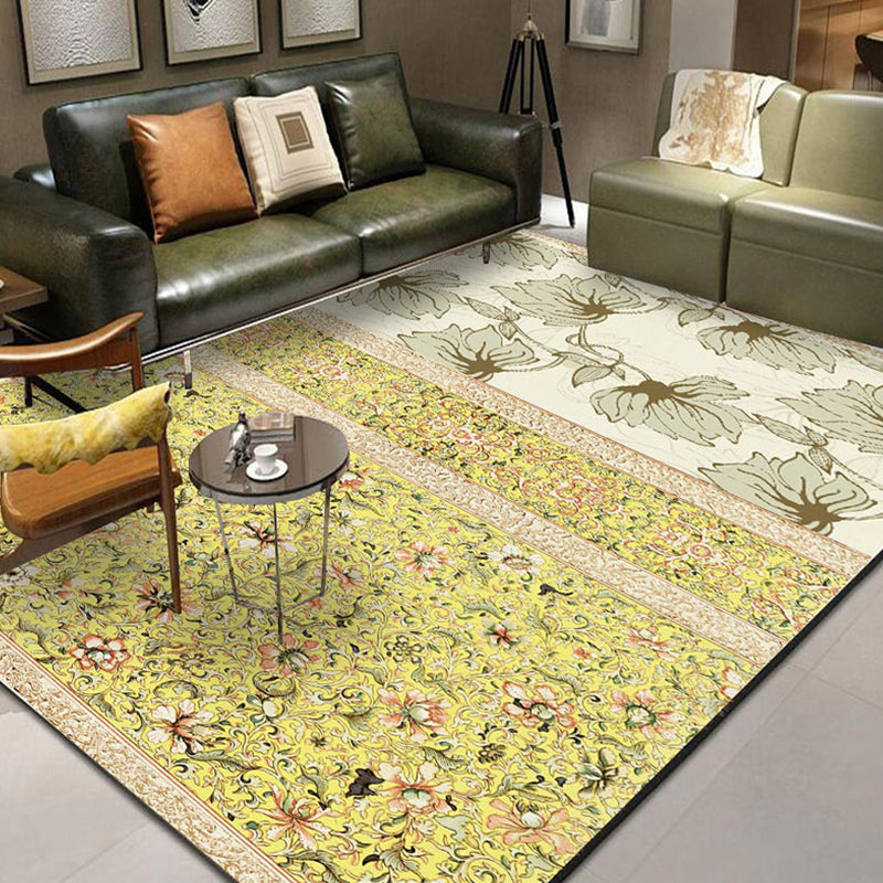 Glamour Drawing Print Rug Multicolor Chinoiserie Carpet Synthetics Pet Friendly Non-Slip Backing Washable Rug for Home Yellow Clearhalo 'Area Rug' 'Rug' 2170366