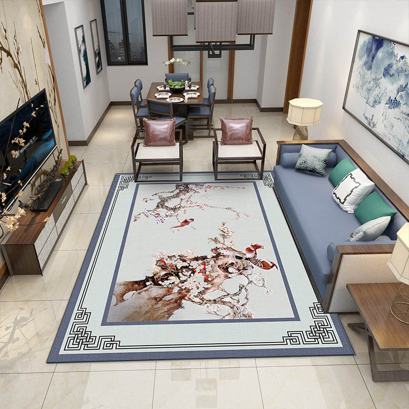 Chinese Landscape Drawing Print Rug Multi Colored Polyester Carpet Anti-Slip Pet Friendly Stain Resistant Rug for Lounge Light Blue Clearhalo 'Area Rug' 'Rug' 2170368