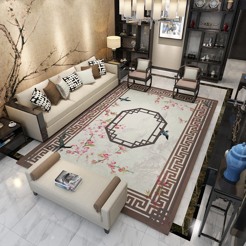 Fancy Multicolor Flower Rug Polypropylene Asian Style Rug Stain Resistant Anti-Slip Backing Pet Friendly Rug for Guest Room Red Clearhalo 'Area Rug' 'Rug' 2170373