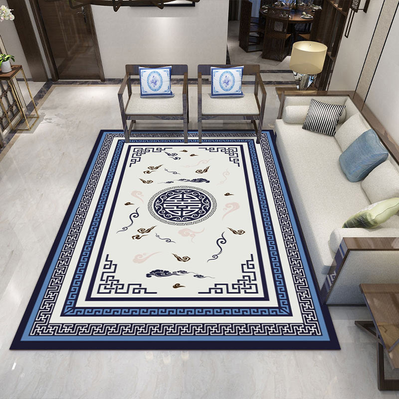 Fancy Multicolor Flower Rug Polypropylene Asian Style Rug Stain Resistant Anti-Slip Backing Pet Friendly Rug for Guest Room Light Blue Clearhalo 'Area Rug' 'Rug' 2170377