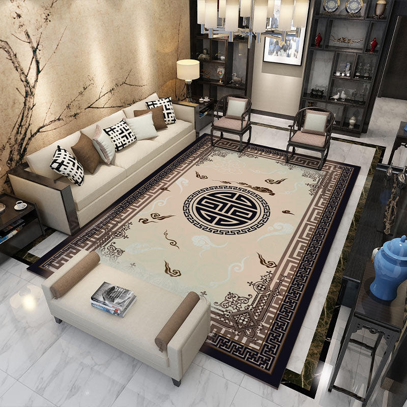 Fancy Multicolor Flower Rug Polypropylene Asian Style Rug Stain Resistant Anti-Slip Backing Pet Friendly Rug for Guest Room Apricot Clearhalo 'Area Rug' 'Rug' 2170379