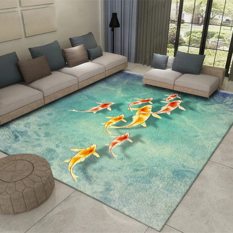 Multi Color Asia Indoor Rug Synthetics 3D Patterned Carpet Washable Stain Resistant Anti-Slip Backing Rug for Great Room Green Clearhalo 'Area Rug' 'Rug' 2170391