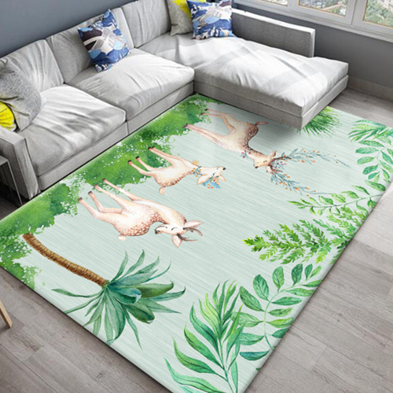 Chic Oriental Rug Polyester Flower Botanical Rug Non-Slip Machine Washable Pet Friendly Carpet for Family Room Turquoise Clearhalo 'Area Rug' 'Rug' 2170473