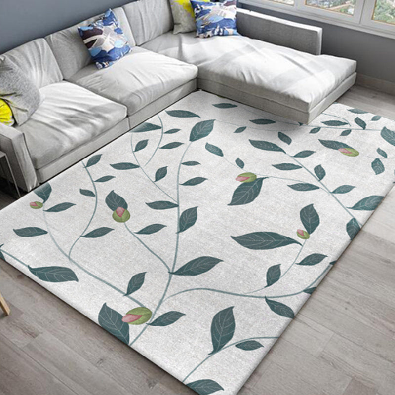 Chic Oriental Rug Polyester Flower Botanical Rug Non-Slip Machine Washable Pet Friendly Carpet for Family Room Green Clearhalo 'Area Rug' 'Rug' 2170479
