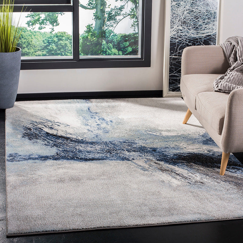 Distressed Blue Living Room Rug Steampunk Abstract Rug Polypropylene Machine Washable Stain Resistant Anti-Slip Backing Indoor Rug Clearhalo 'Area Rug' 'Rug' 2170546