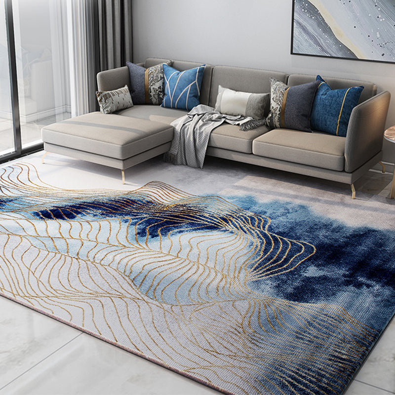 Art Deco Industrial Rug Multi-Color Flowing Swirls Abstract Carpet