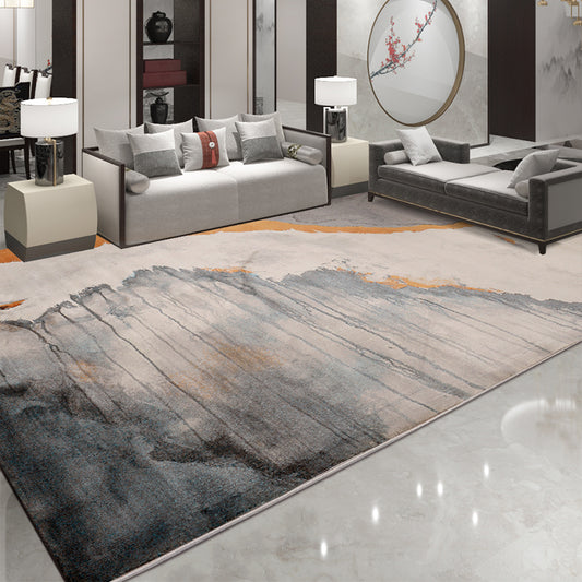 Grey Abstract Ink Painting Rug Polyester Industrial Area Carpet Stain Resistant Pet Friendly Non-Slip Rug for Living Room Clearhalo 'Area Rug' 'Rug' 2170630