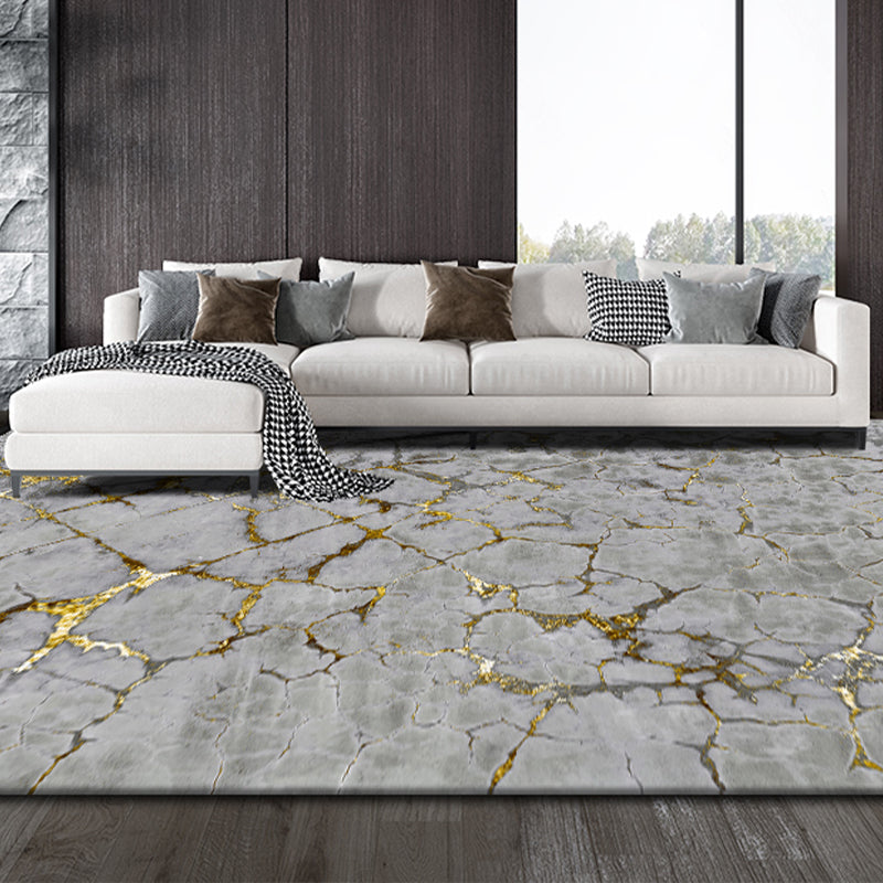 Postmodernism Abstract Area Rug Multi-Color Synthetics Rug Anti-Slip Washable Stain Resistant Rug for Great Room Gray-Gold Clearhalo 'Area Rug' 'Rug' 2170654