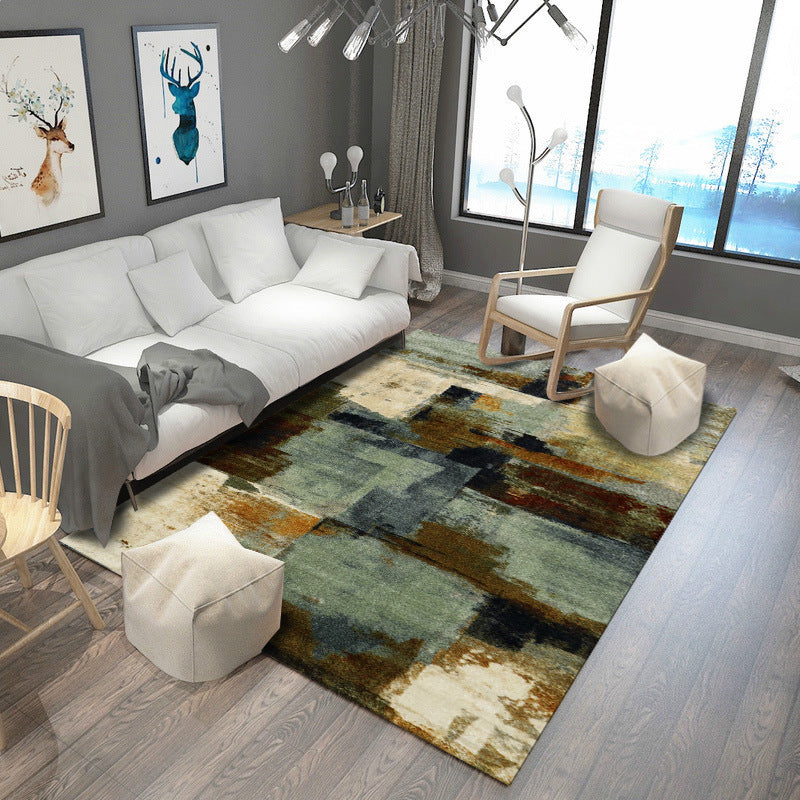 Shabby Chic Multicolor Steampunk Rug Polypropylene Rustic Surface Carpet Pet Friendly Washable Anti-Slip Backing Rug for Home Turquoise Clearhalo 'Area Rug' 'Rug' 2170669