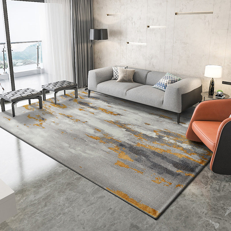 Classic Glittering Abstract Rug Multi Color Industrial Area Rug Polyester Pet Friendly Washable Non-Slip Backing Rug for Home Gray-Gold Clearhalo 'Area Rug' 'Rug' 2170707