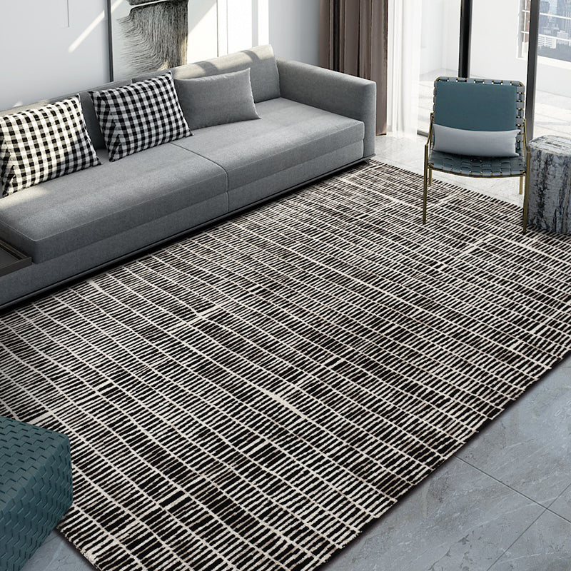 Multi-Color Ticking Stripes Rug Polypropylene Steampunk Carpet Washable Pet Friendly Anti-Slip Rug for Great Room Black-Gray Clearhalo 'Area Rug' 'Rug' 2170730