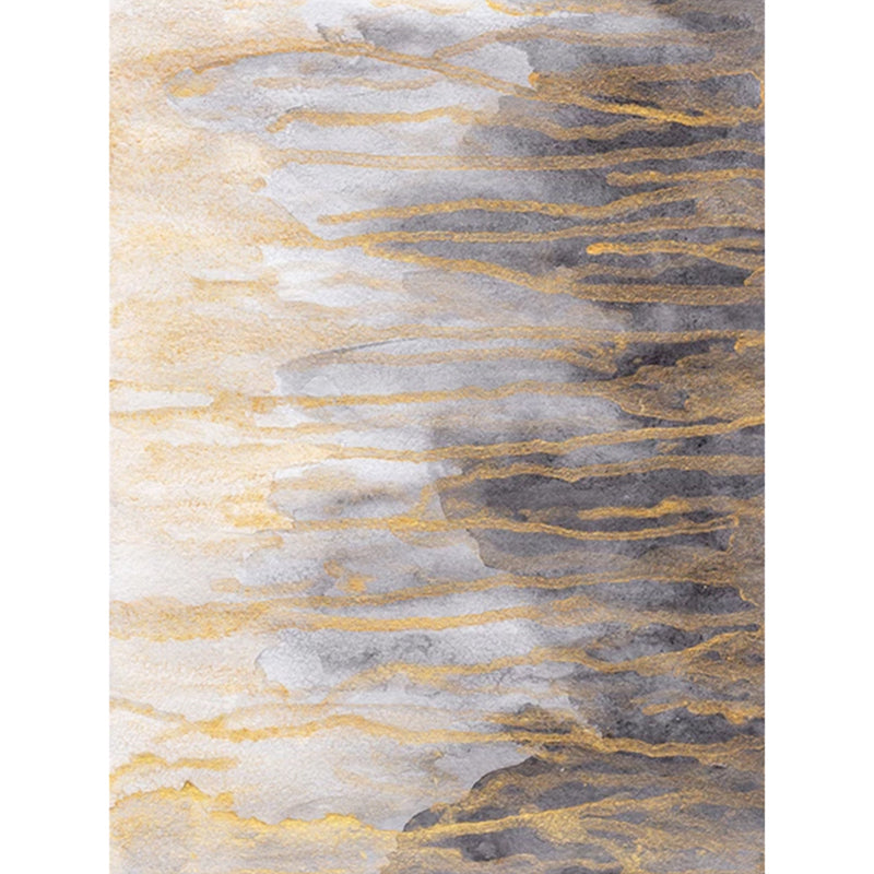 Gold Abstract Art Rug Polyester Industrial-Style Carpet Washable Pet Friendly Non-Slip Backing Rug for Home Decoration Clearhalo 'Area Rug' 'Rug' 2170744