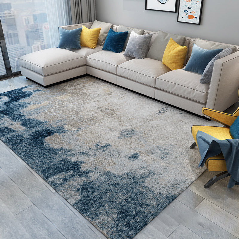 Decorative Multi Color Abstract Rug Synthetics Cyberpunk Style Carpet Non-Slip Stain Resistant Washable Rug for Great Room Navy Clearhalo 'Area Rug' 'Rug' 2170794