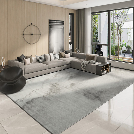 Industrial Lounge Area Rug Multi-Color Abstract Rug Polyester Machine Washable Non-Slip Backing Pet Friendly Rug Cream Gray