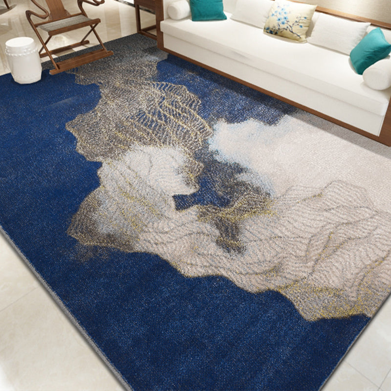 Decorative Expressionism Rug Multi Color Steampunk Area Carpet Polypropylene Pet Friendly Machine Wash Anti-Slip Backing Rug for Home Royal Blue Clearhalo 'Area Rug' 'Rug' 2170904