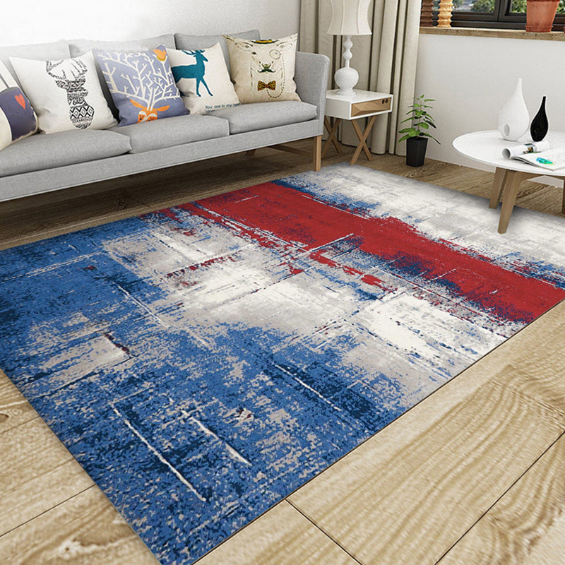 Classical Multicolor Industrial Rug Polyester Abstract Painting Carpet Anti-Slip Backing Machine Washable Stain Resistant Rug for Lounge Blue Clearhalo 'Area Rug' 'Rug' 2170907