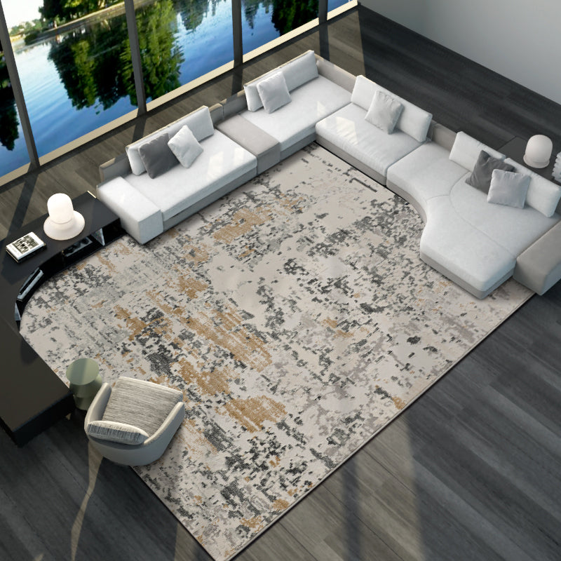 Multi Color Post-Expressionism Rug Polyester Industrial Carpet Machine Washable Non-Slip Backing Stain Resistant Rug for Home Decoration Gray-Yellow Clearhalo 'Area Rug' 'Rug' 2170929