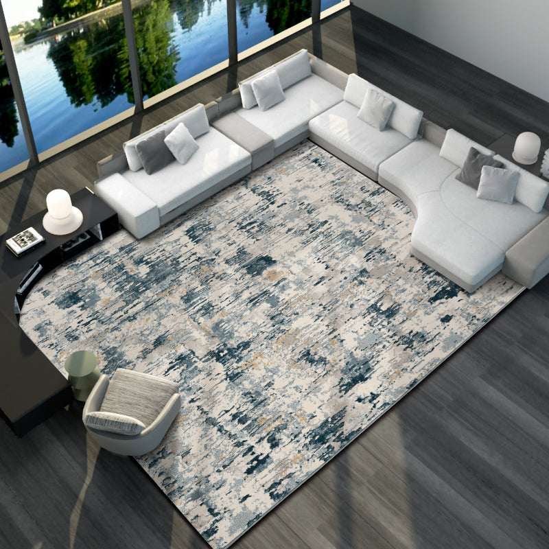 Multi Color Post-Expressionism Rug Polyester Industrial Carpet Machine Washable Non-Slip Backing Stain Resistant Rug for Home Decoration Gray-Blue Clearhalo 'Area Rug' 'Rug' 2170934