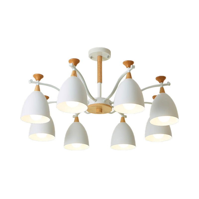 Contemporary Cone Chandelier Pendant Light Metal 3/6/8 Lights Hanging Ceiling Light in Grey/White/Green for Bedroom Clearhalo 'Ceiling Lights' 'Chandeliers' 'Modern Chandeliers' 'Modern' Lighting' 217099