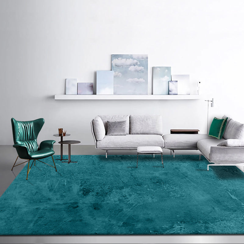 Minimal Multi-Color Plain Rug Polyester Steampunk Rug Washable Stain Resistant Anti-Slip Backing Carpet for Living Room Peacock Green Clearhalo 'Area Rug' 'Rug' 2171010